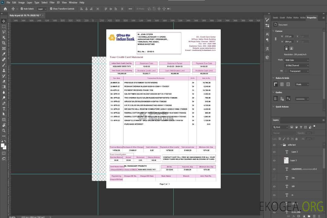 Inde Modèle de relevé de banque indienne, format Word et PDF, 2 pages template Inde Modèle de relevé de banque indienne, format Word et PDF, 2 pages template